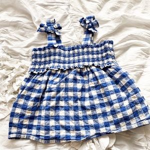 Blue & White Gingham Tank Top